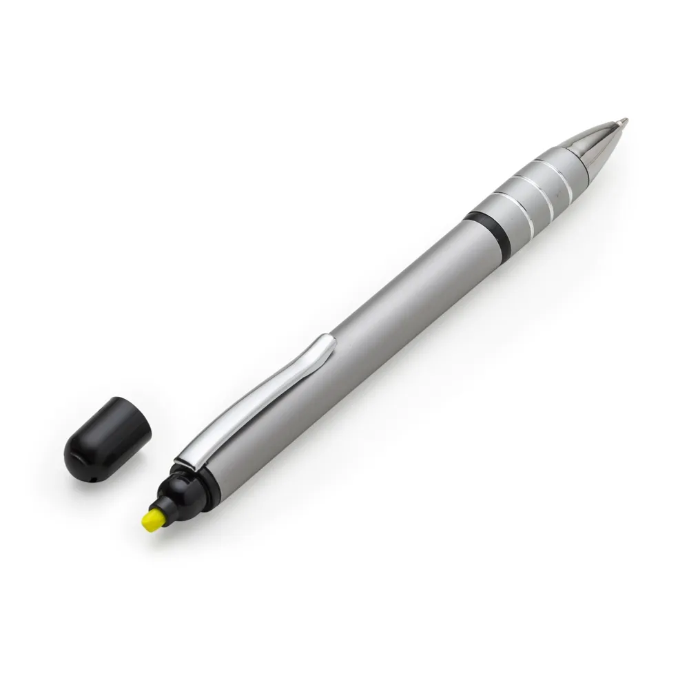 Caneta Alumínio com Marca Texto