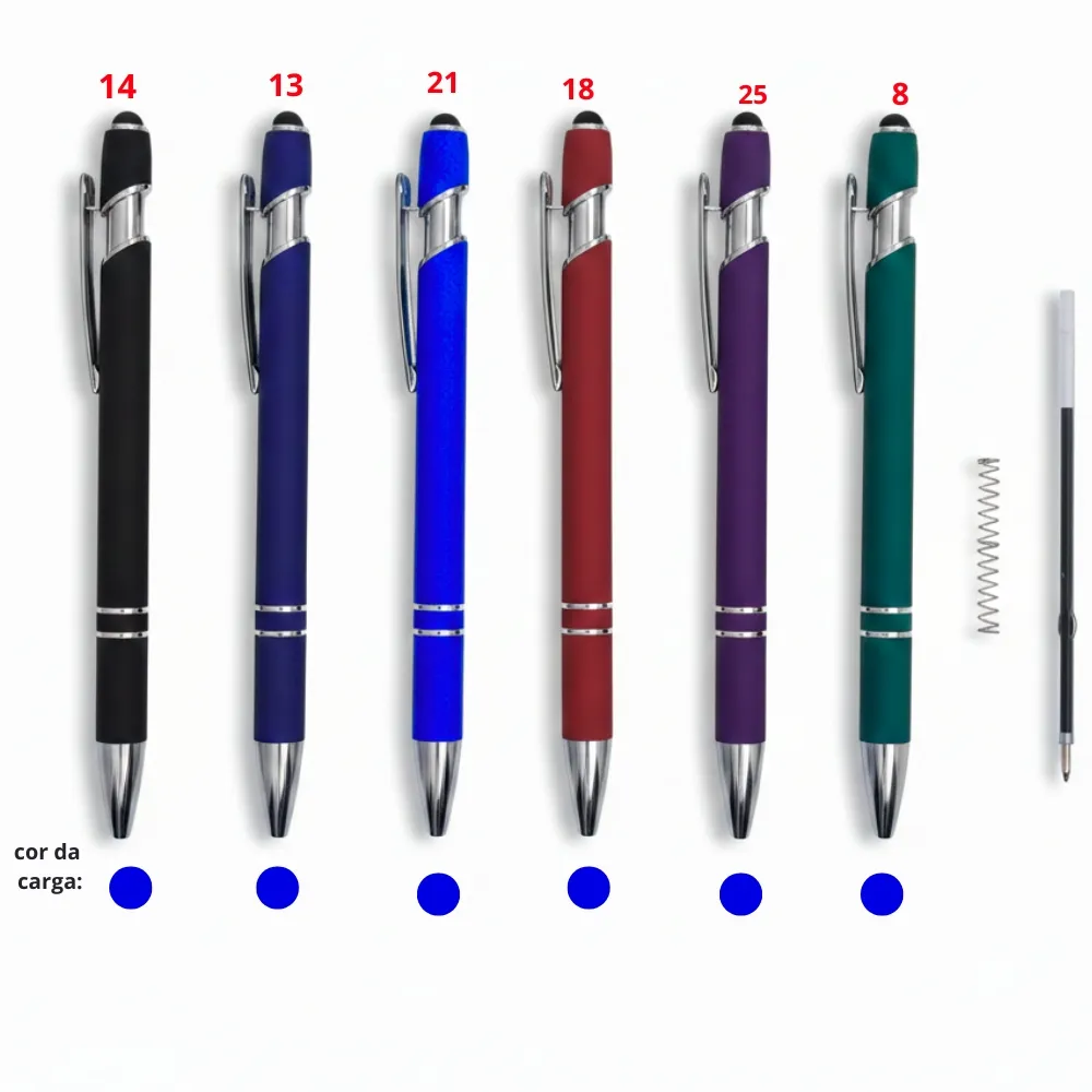 Caneta Esferográfica De Metal Com Ponta Touch.