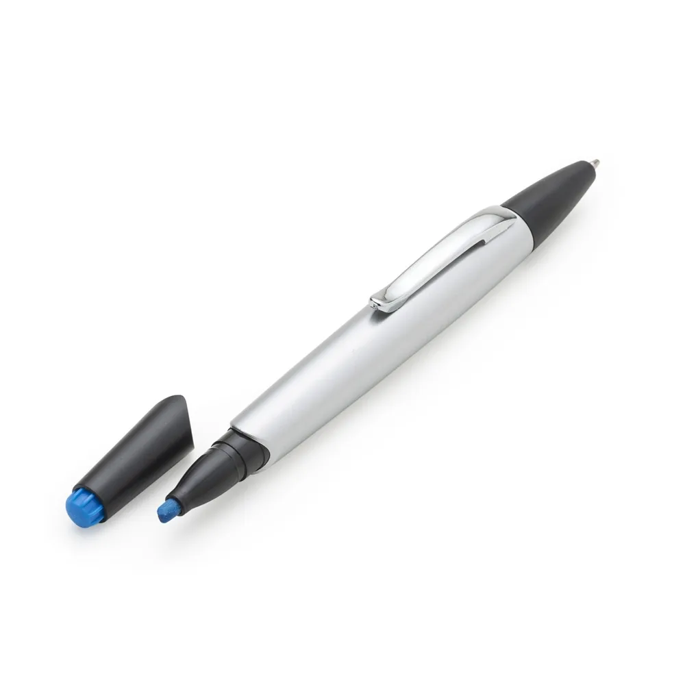 #Caneta Plástica com Marca Texto