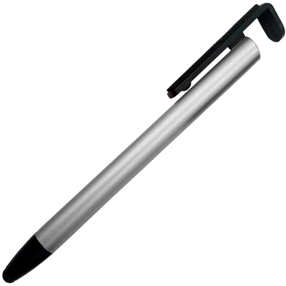 Caneta de Metal Com Ponta Touch Limpador de Tela e Apoio Para Celular
