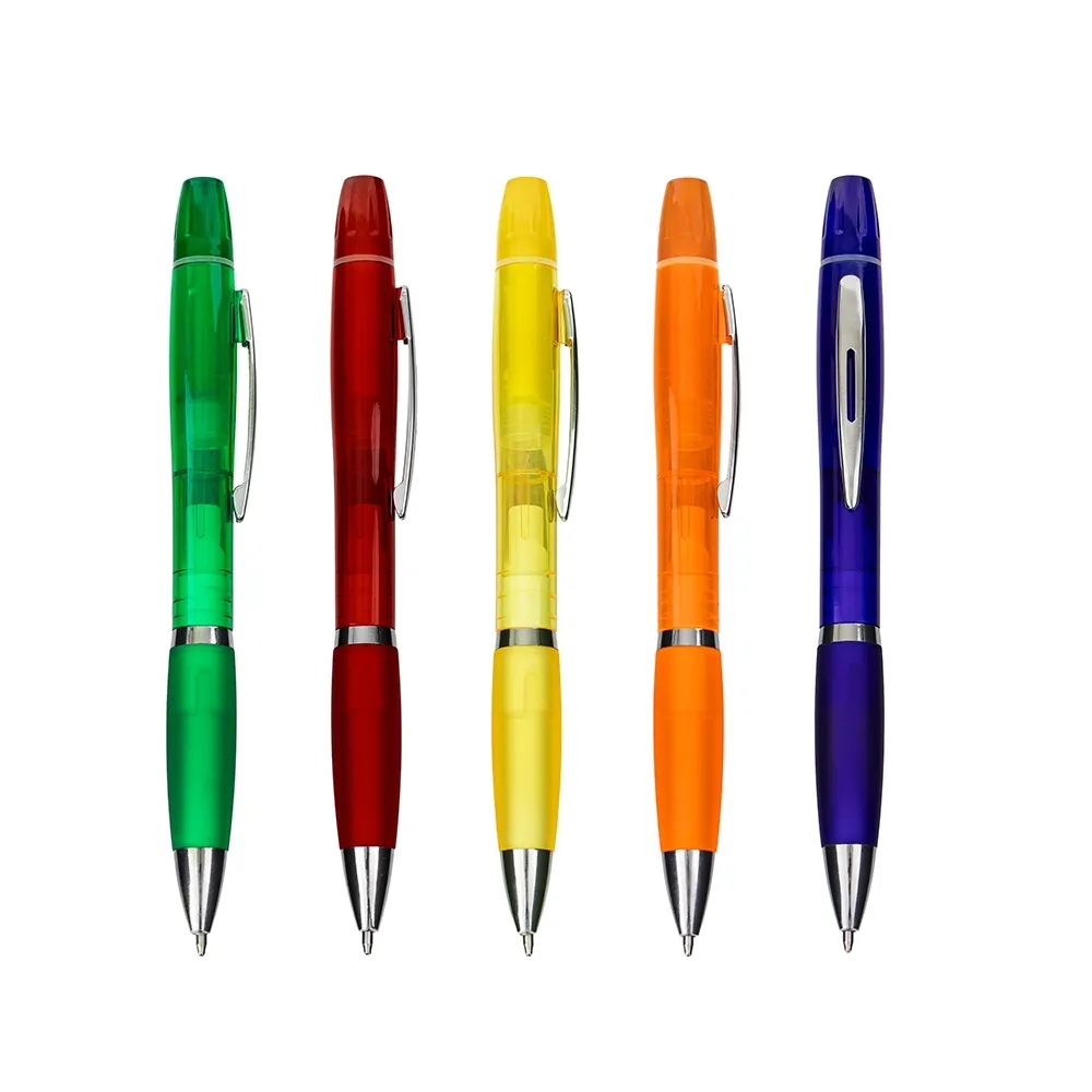 Caneta plástica com marca texto-09112