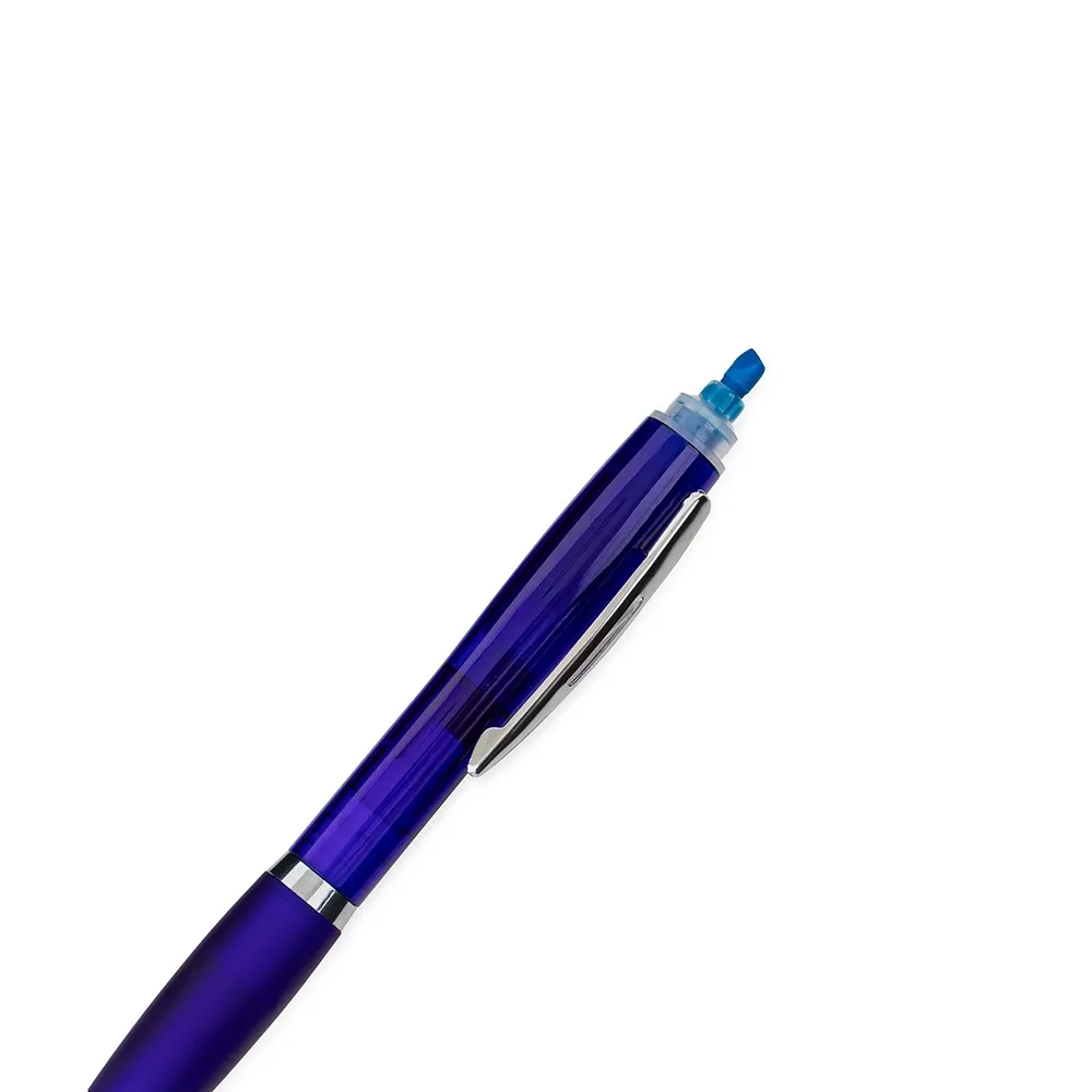 Caneta plástica com marca texto