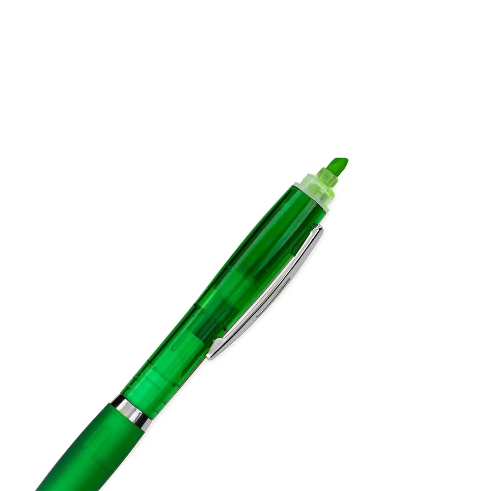 Caneta plástica com marca texto