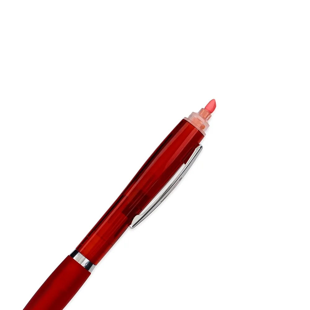 Caneta plástica com marca texto