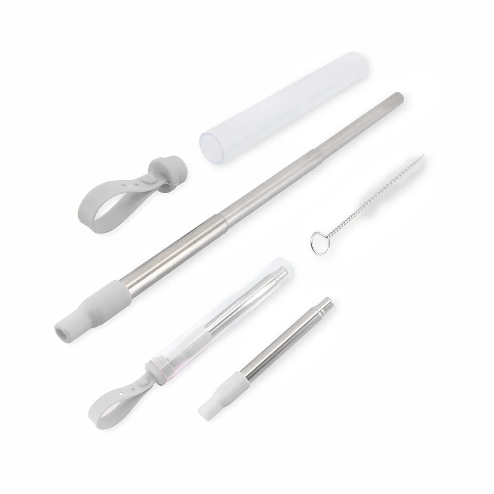 #Canudo Inox Retrátil com Escova e Estojo