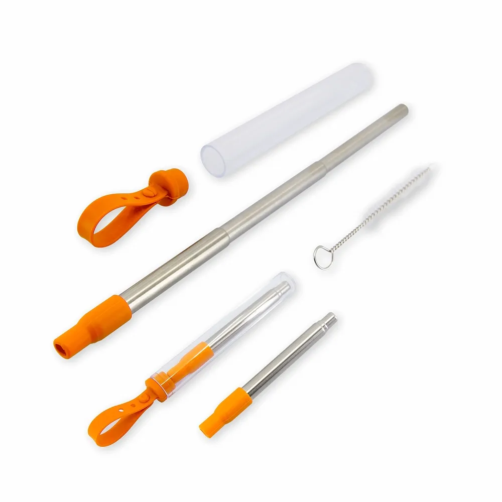 #Canudo Inox Retrátil com Escova e Estojo