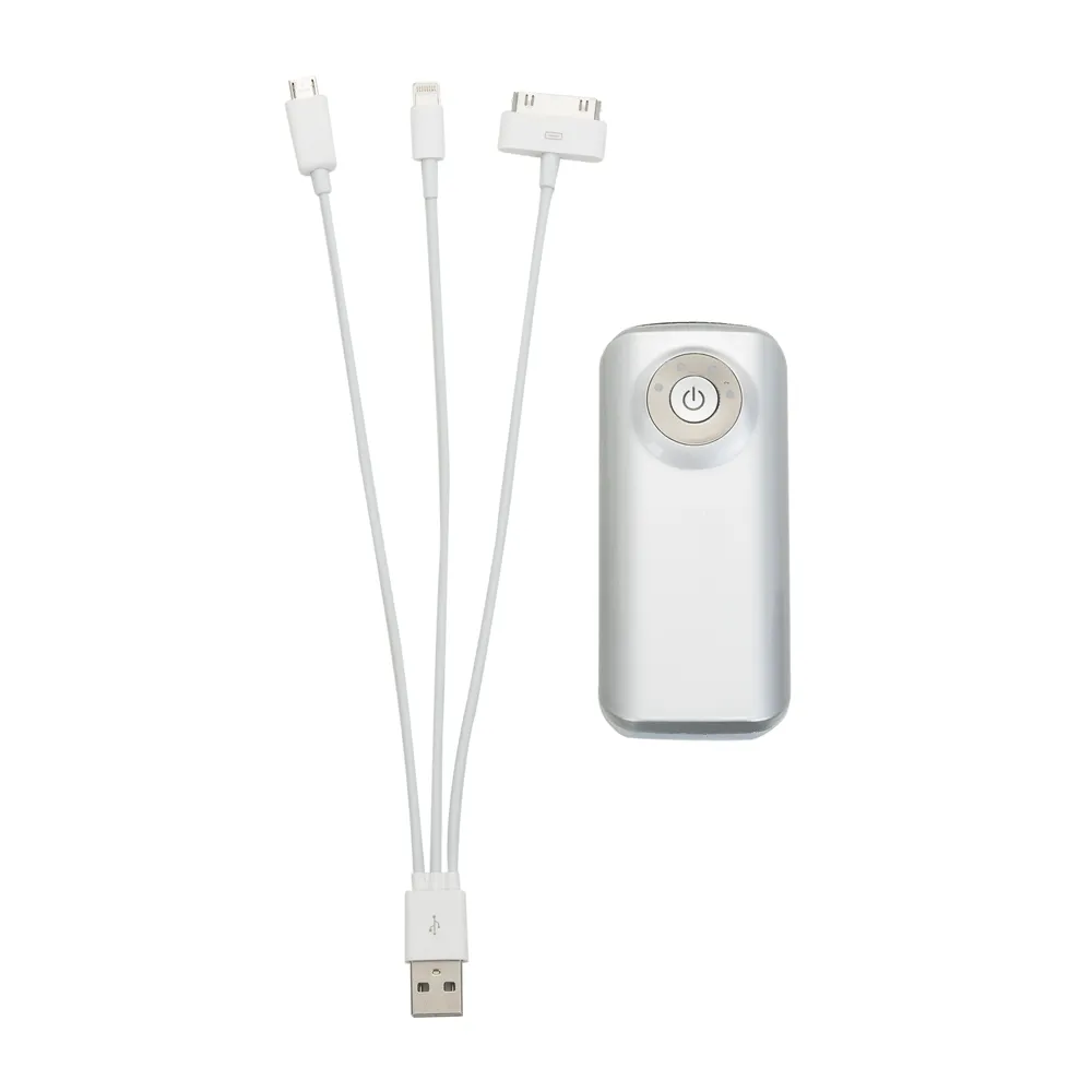 #Power Bank Plástico com Indicador Led e Lanterna