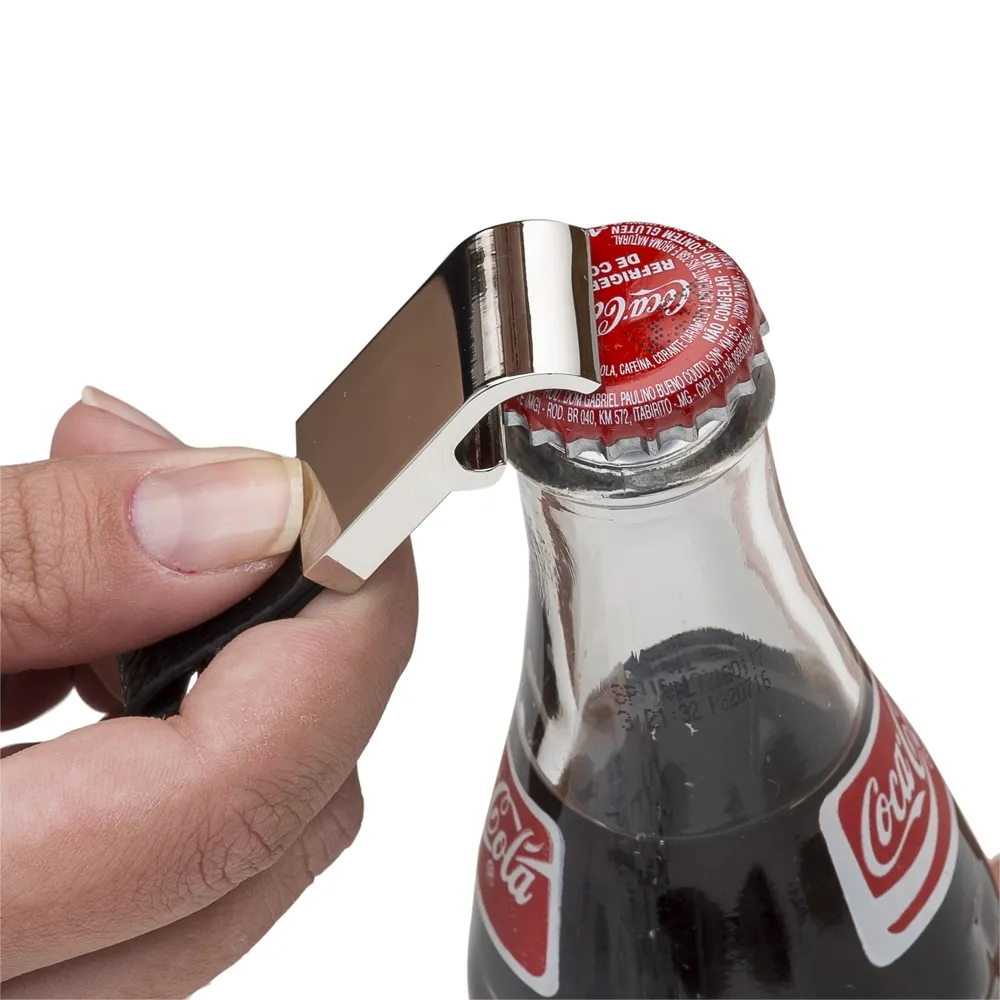 #Chaveiro Metal Abridor com Couro