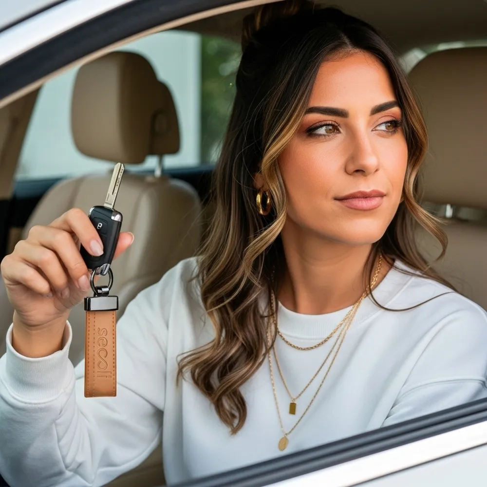  Chaveiro Minimalista em Couro 