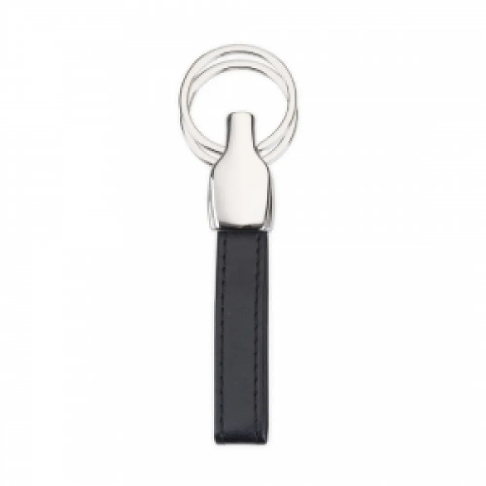 #Chaveiro Metal com 2 Argolas e Couro-12048-PRE