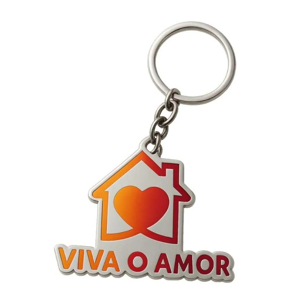 Chaveiro em Metal Prateado Esmaltado 40mm-CMPE40MM