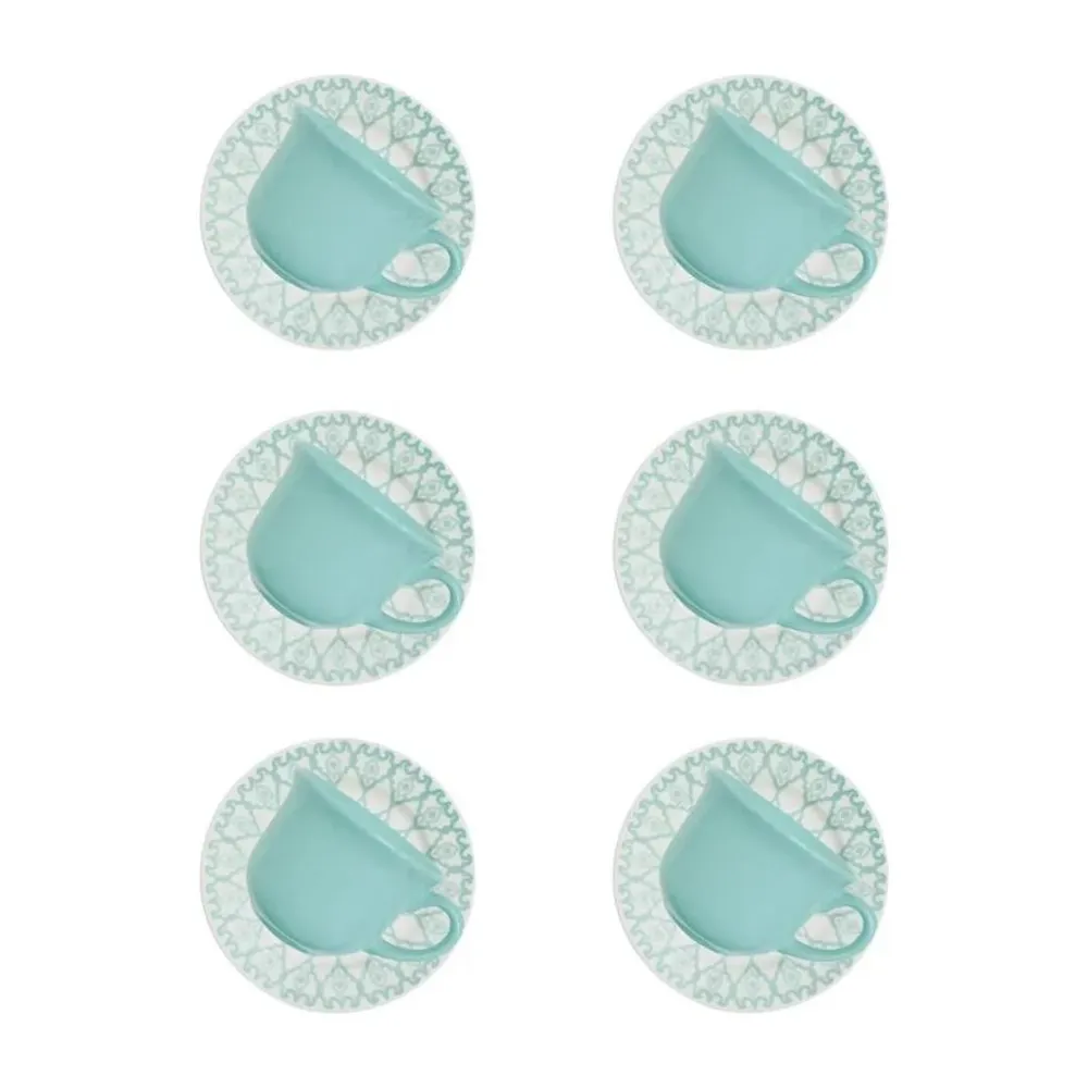 Conjunto De 6 Xícaras Grandes 200ml Com Pires -CJXP200