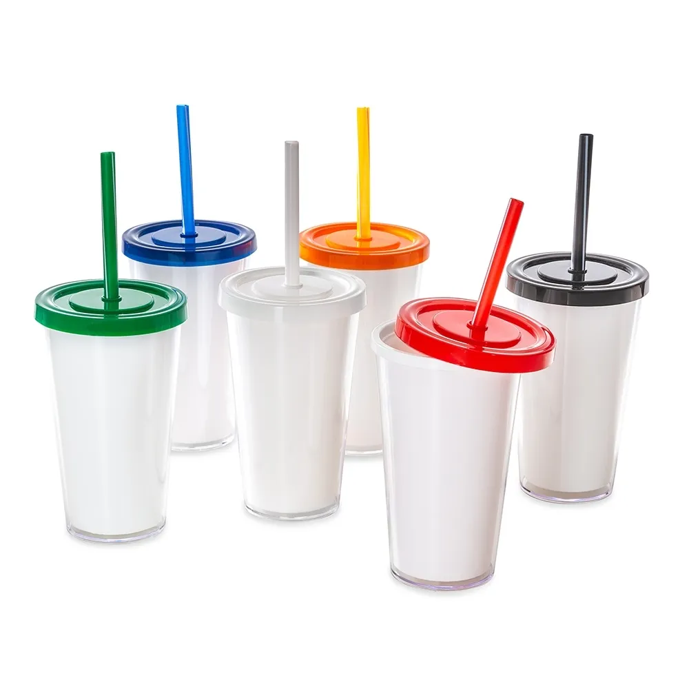 #Copo Acrílico 500ml com Canudo