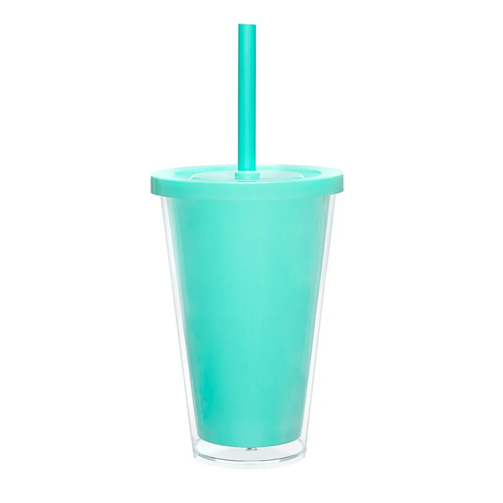 Copo Duplo click com tampa e canudo 500ml