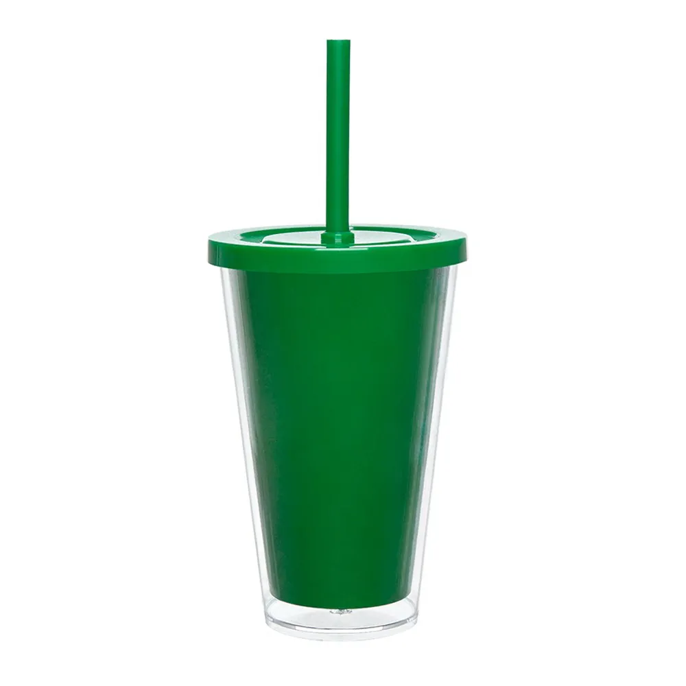 Copo Duplo click com tampa e canudo 500ml