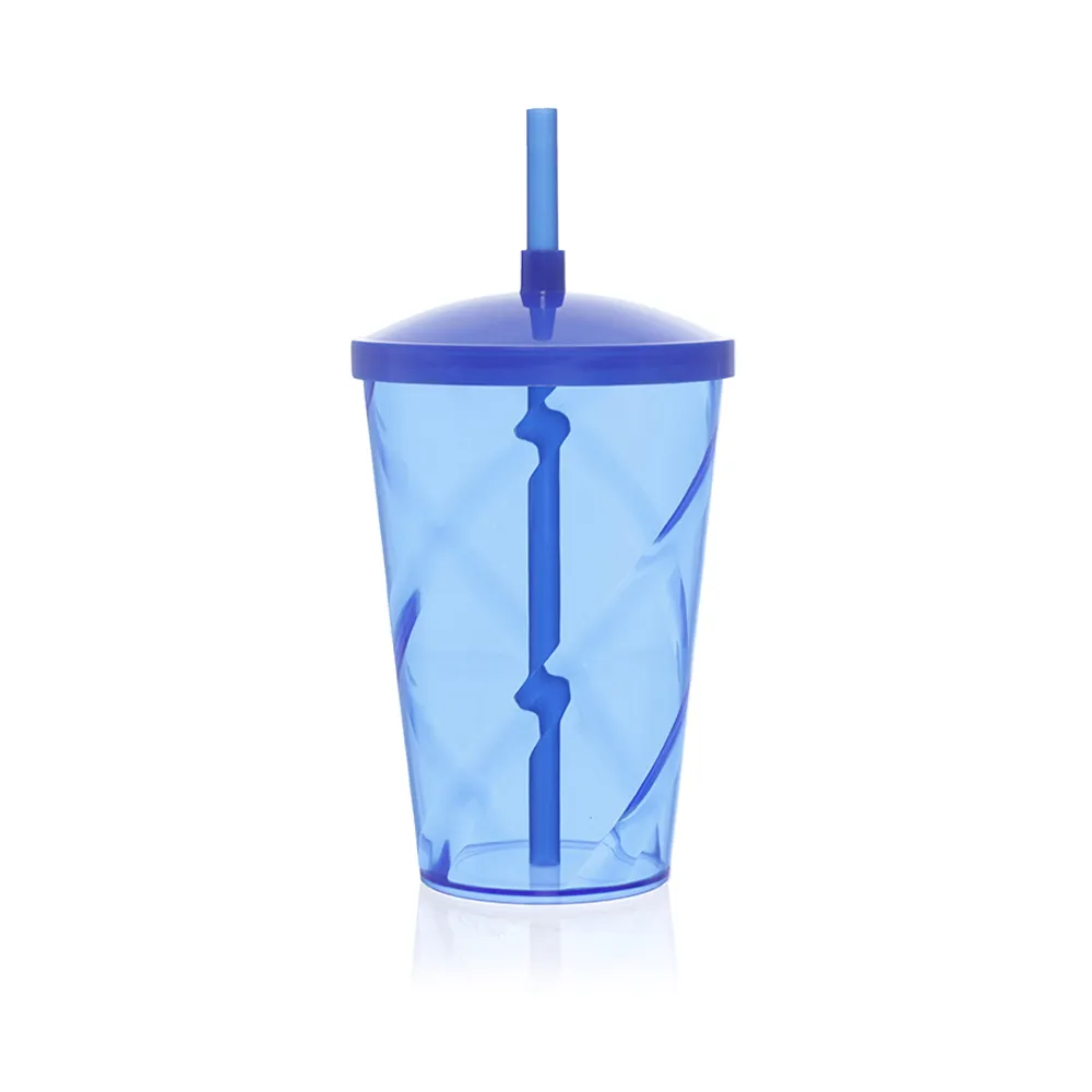 Copo Espiral 750ml em PS c/ tampa e canudo