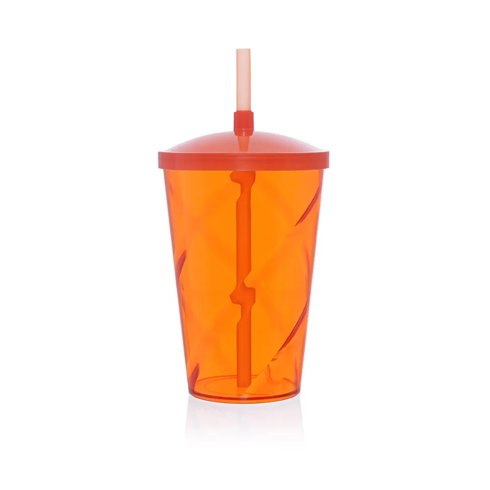 Copo Espiral 750ml em PS c/ tampa e canudo