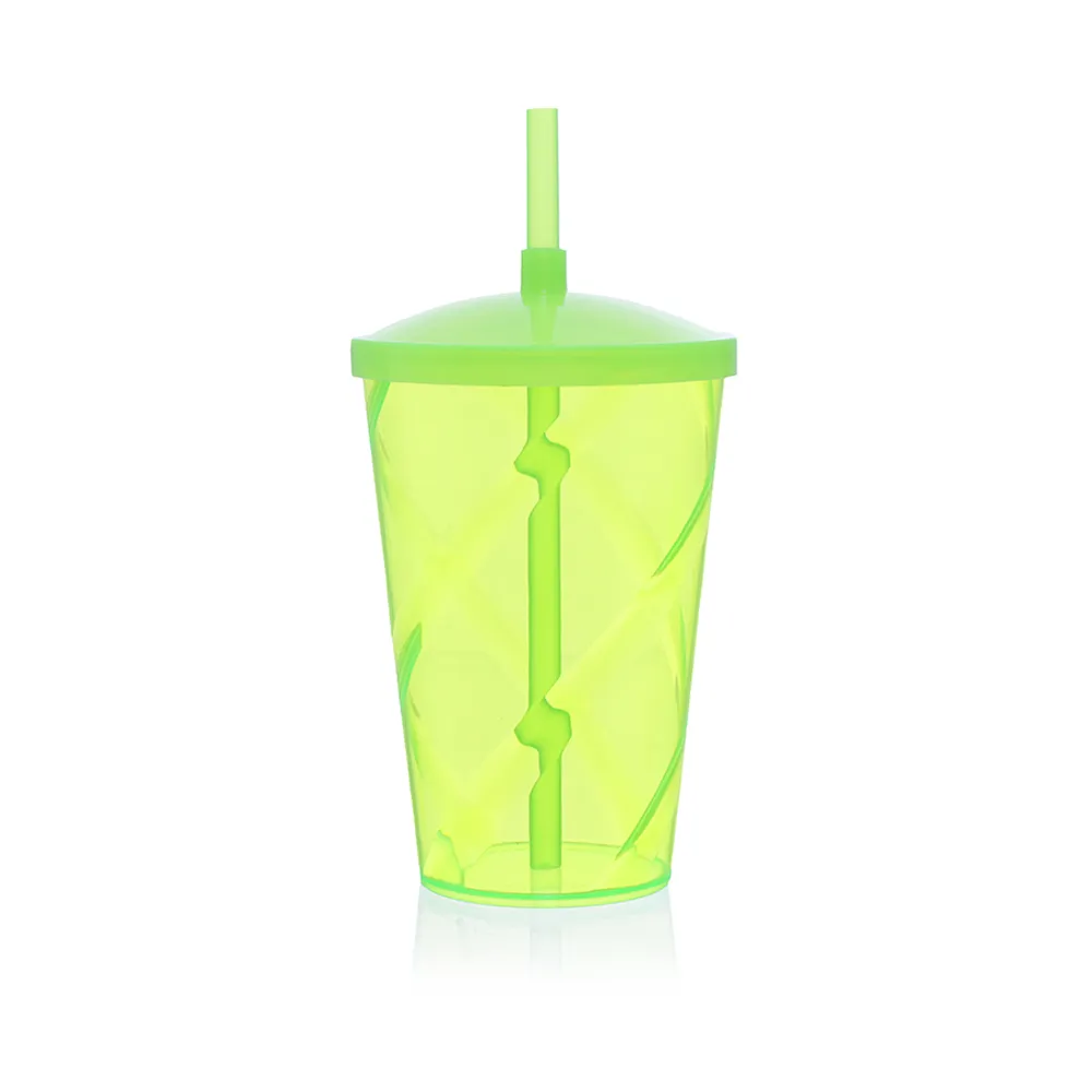 Copo Espiral 750ml em PS c/ tampa e canudo