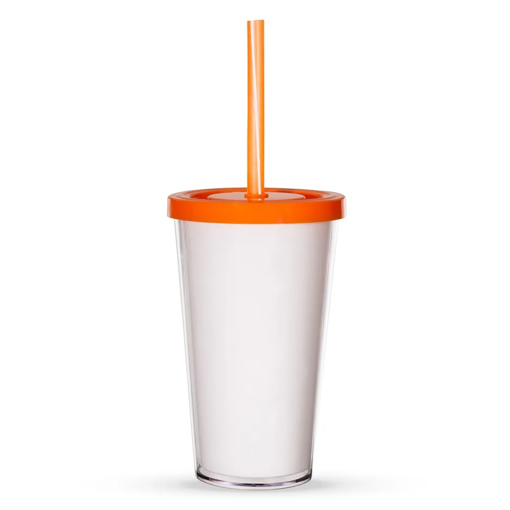 #Copo Acrílico 500ml com Canudo