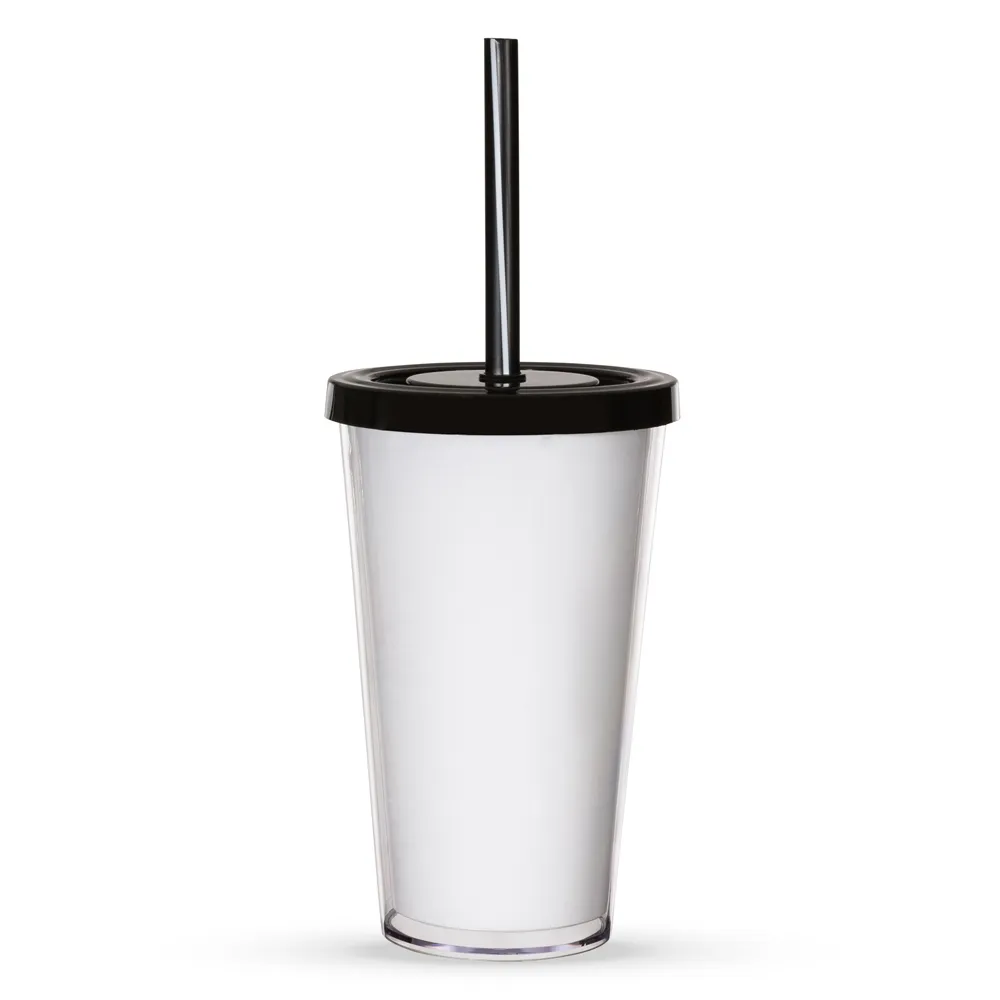 #Copo Acrílico 500ml com Canudo