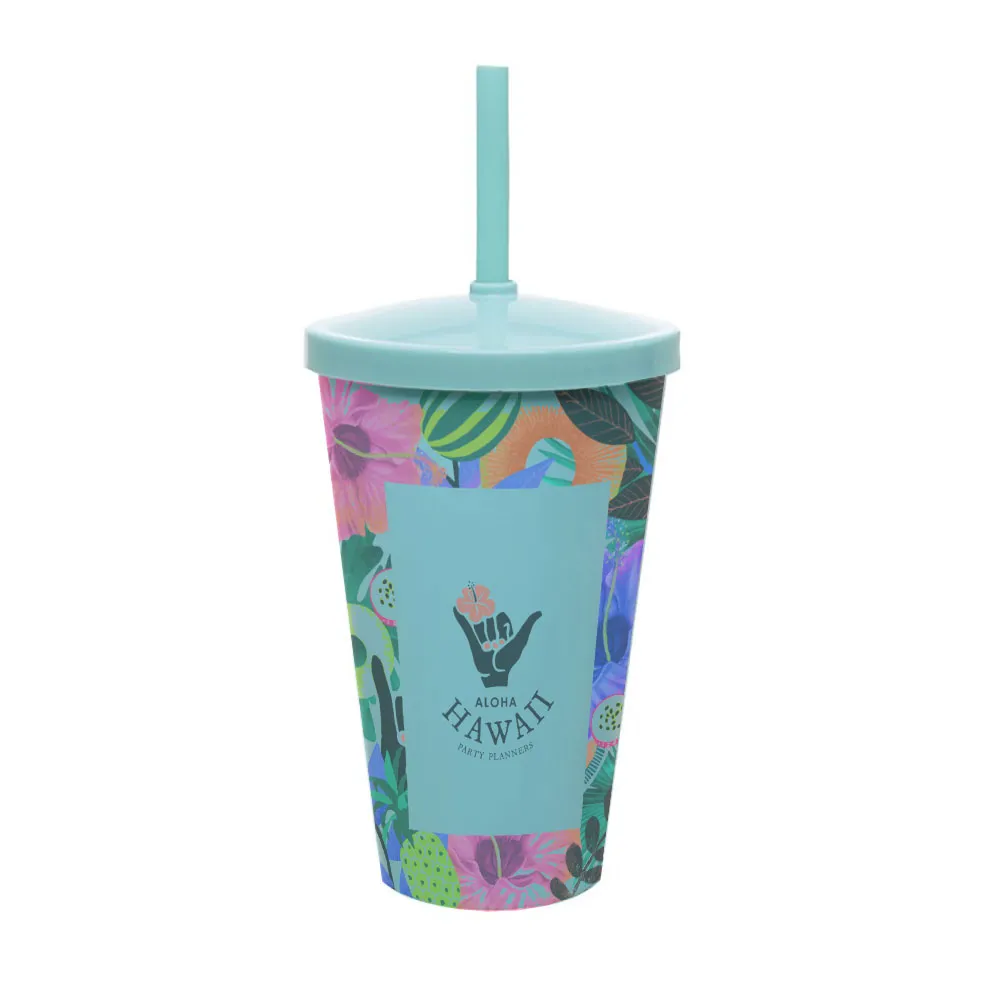 Copo Refresh 550ml com tampa e canudo In Mold Label-LN250PM4010LB