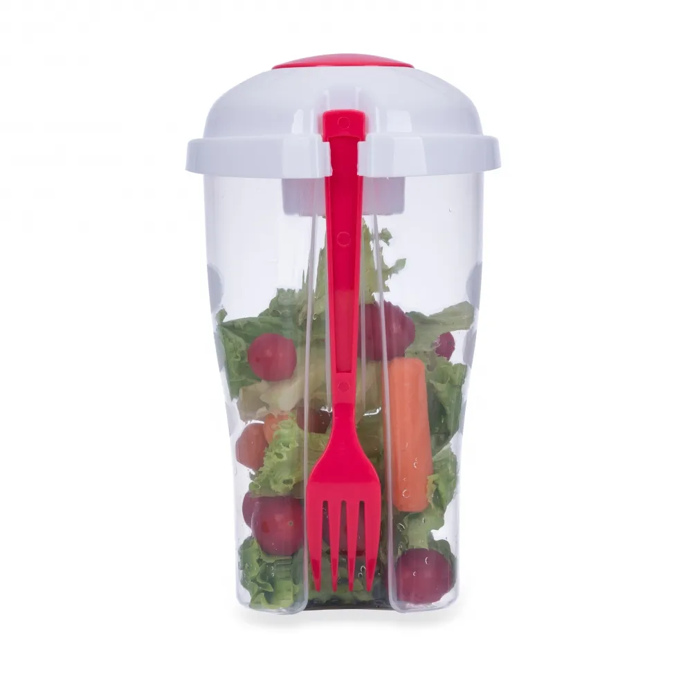 Copo Salada 850ml com Garfo e Suporte para Molho