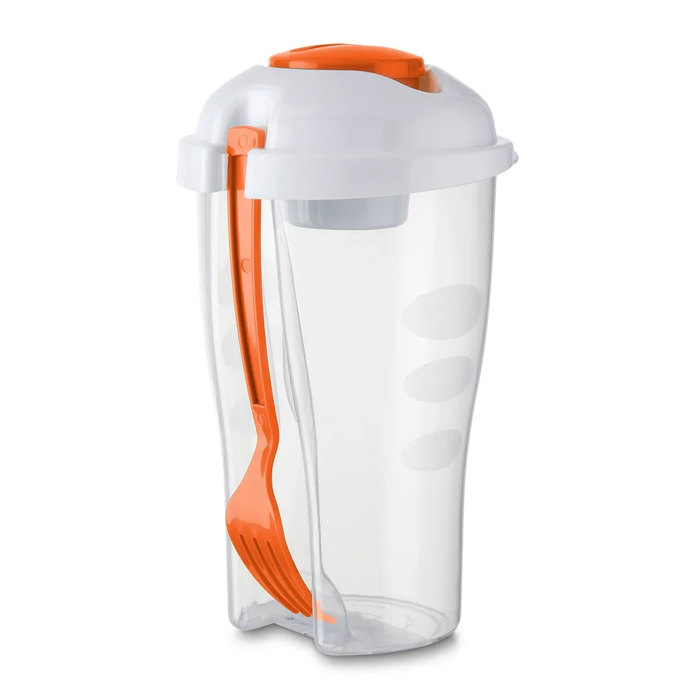 #Copo Salada 850ml com Garfo e Suporte para Molho