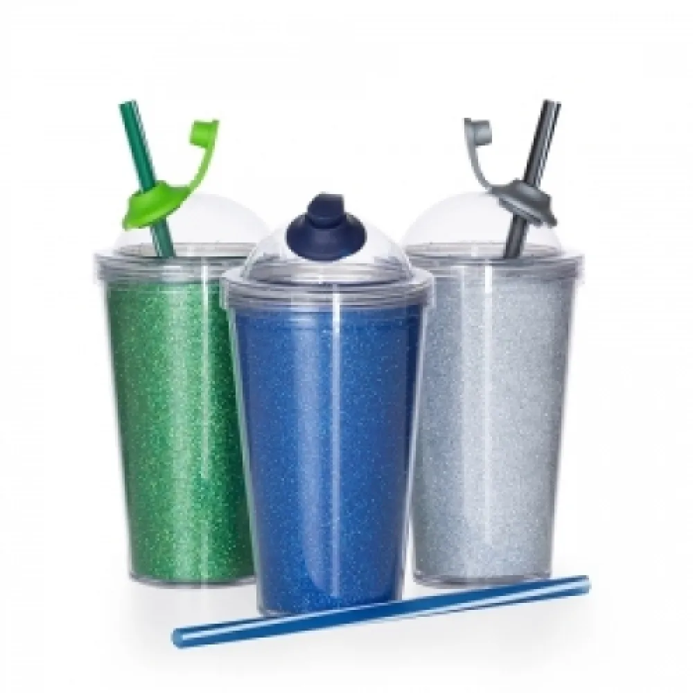 #Copo de Acrílico 550ml com Suporte Canudo