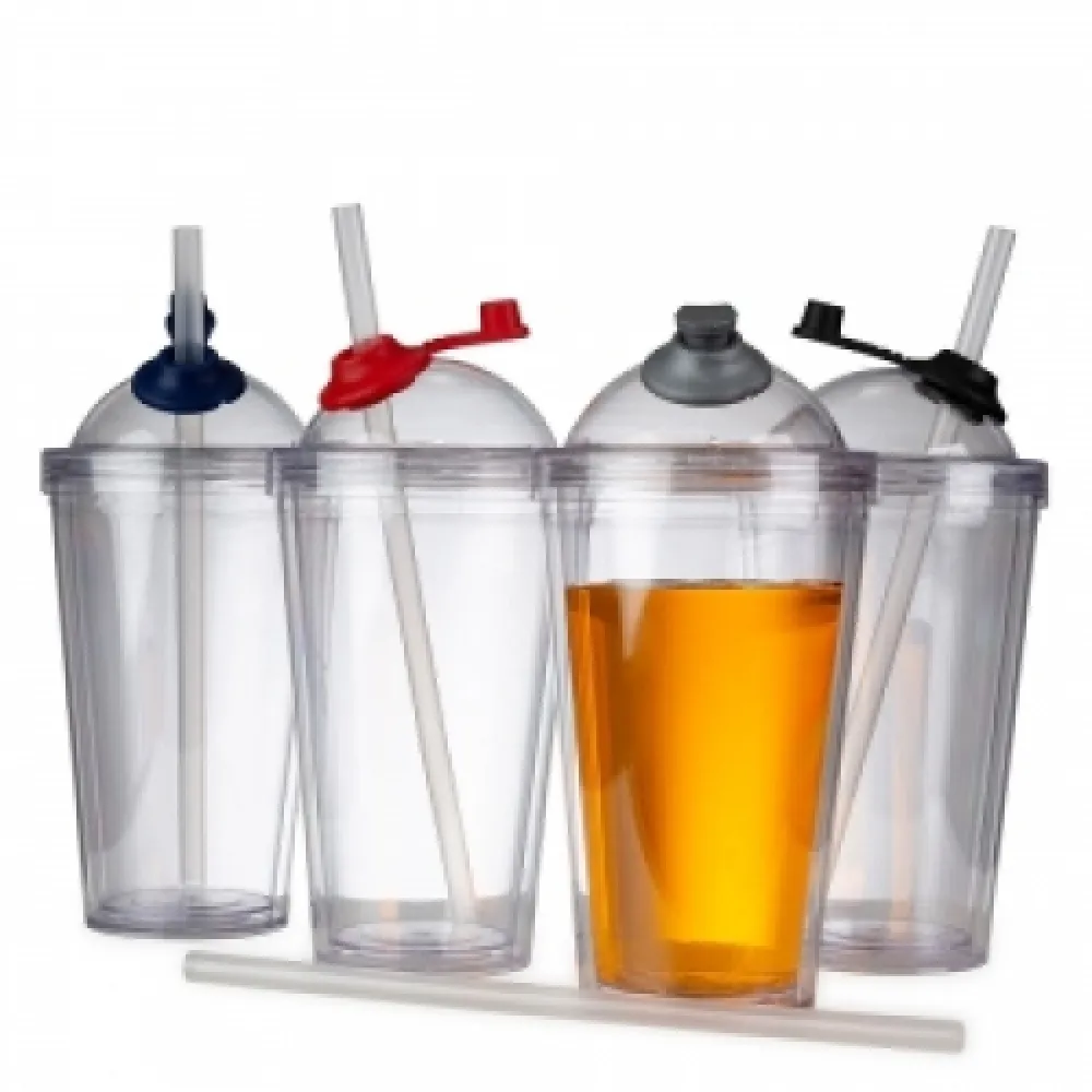 #Copo de Acrílico 550ml com Suporte Canudo