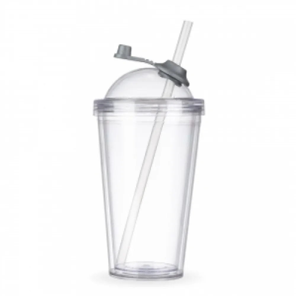#Copo de Acrílico 550ml com Suporte Canudo