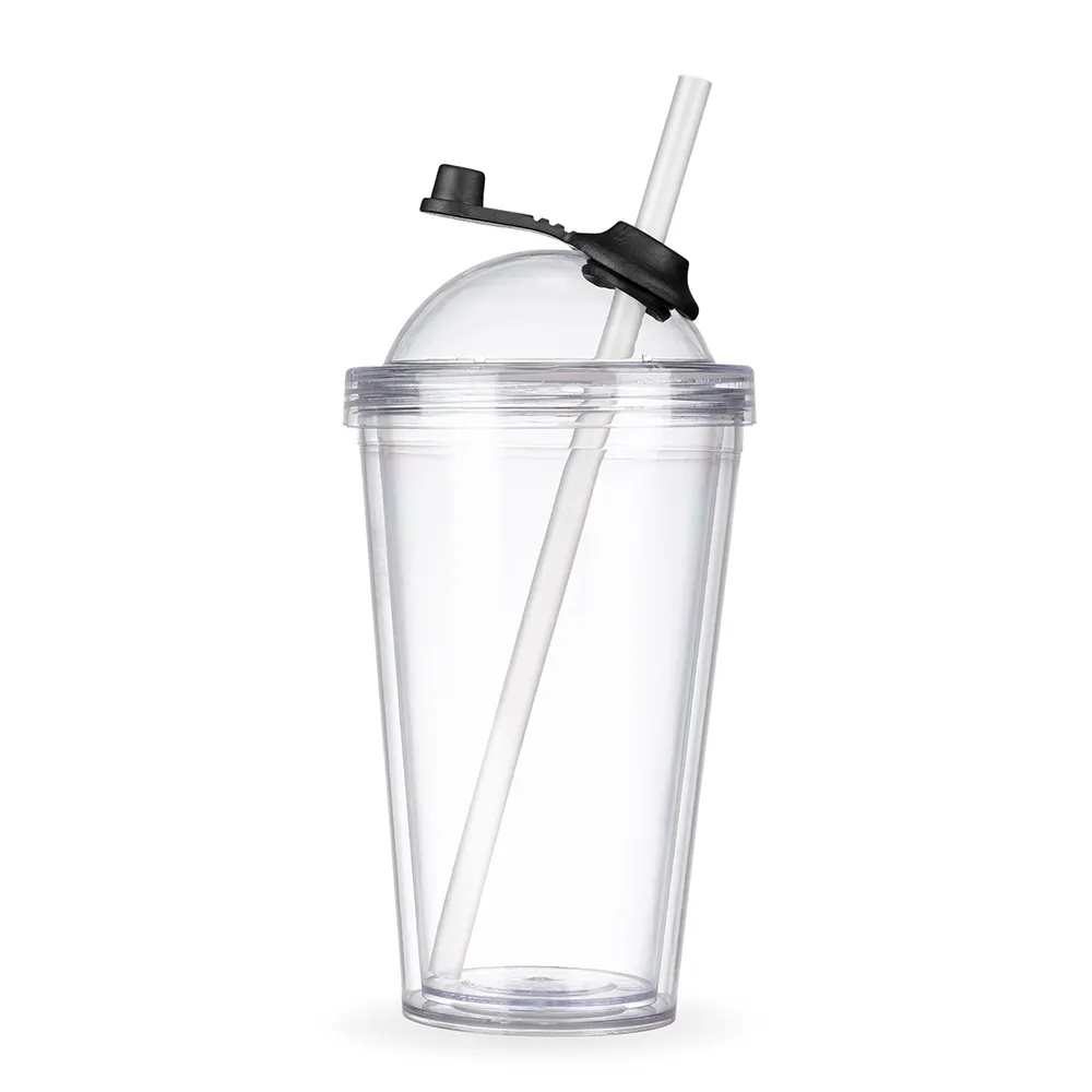 #Copo de Acrílico 550ml com Suporte Canudo
