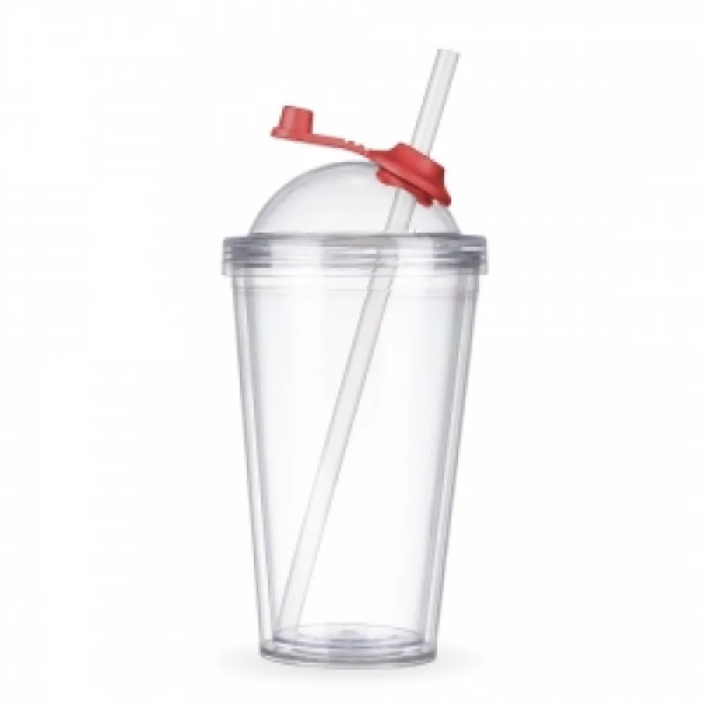 #Copo de Acrílico 550ml com Suporte Canudo