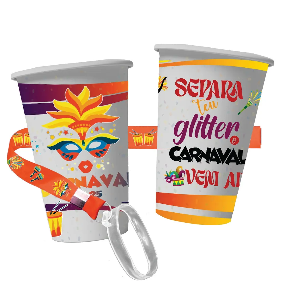 Copo label 400ml com tirante personalizado