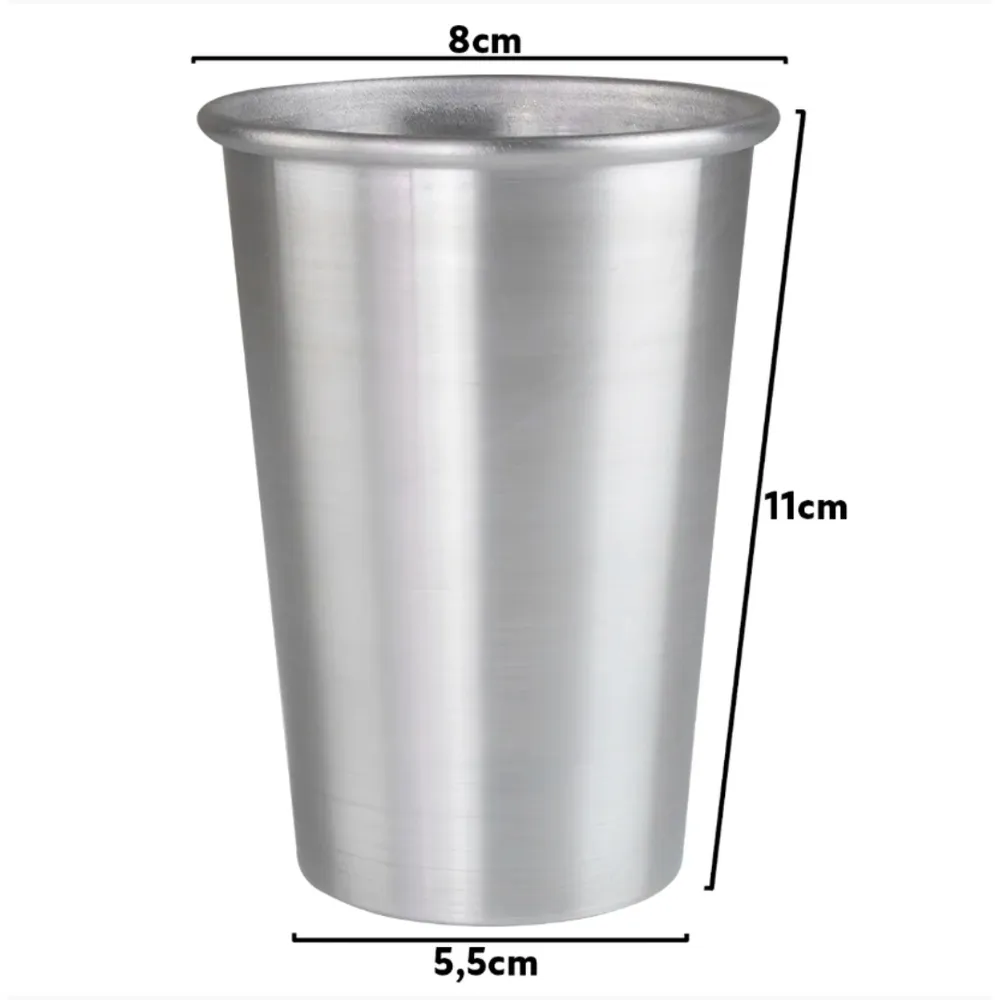  Copos de Tereré Alumínio Cromado Polido 350ml-BE-0006-20