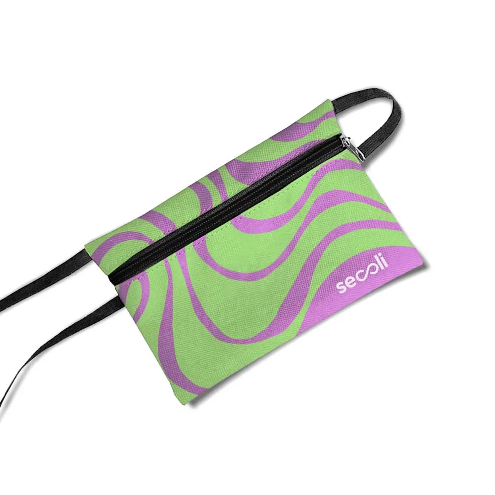 Doleira envelope slim com zíper superior e fitas de amarração