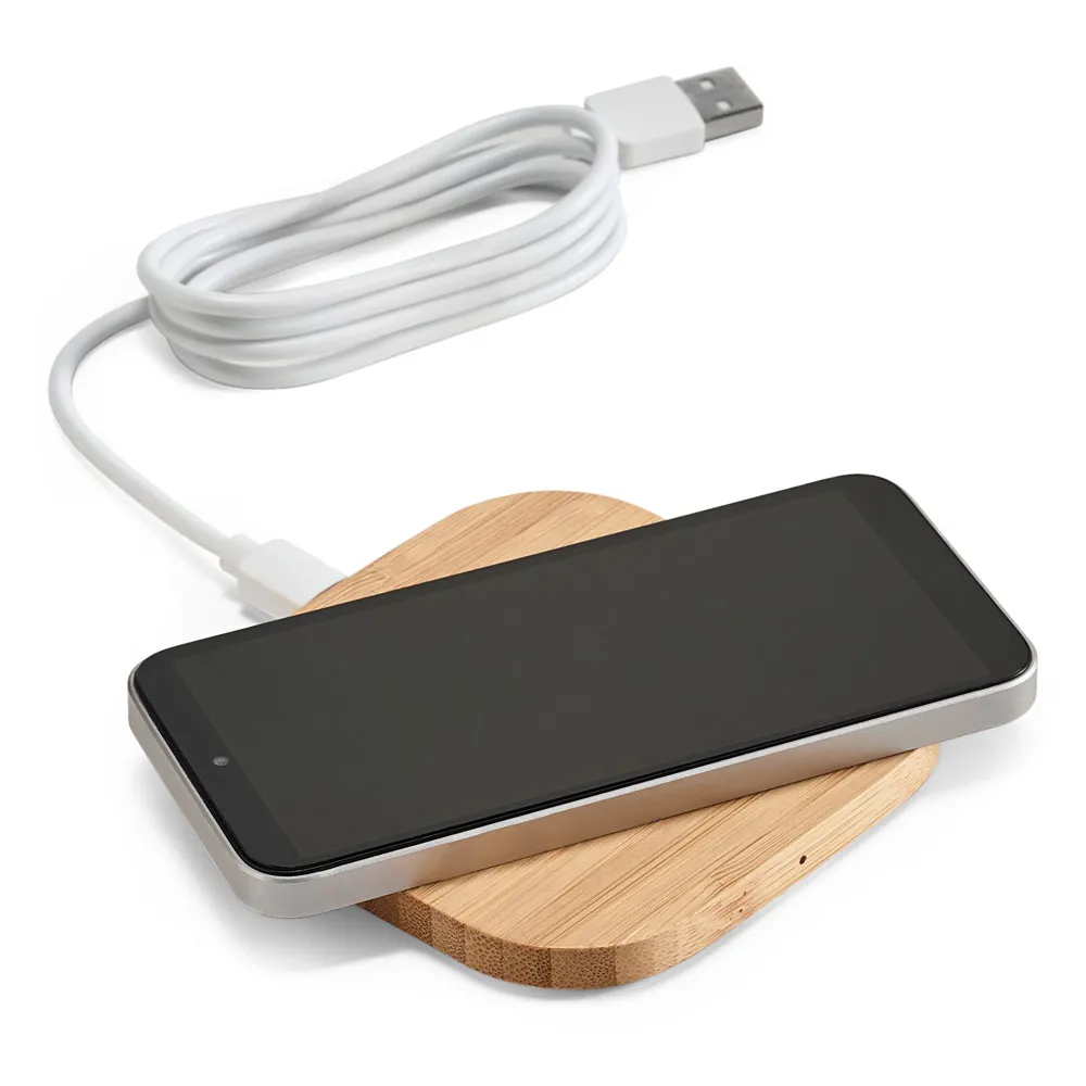 ECOPOWER. Carregador wireless super-rápido em bambu 15W