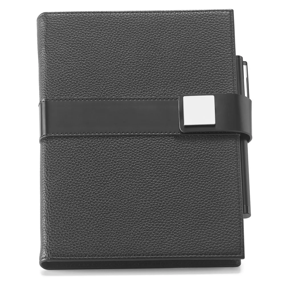 EMPIRE NOTEBOOK. Caderno EMPIRE A5 com capa em couro PRETO-93598-PRE