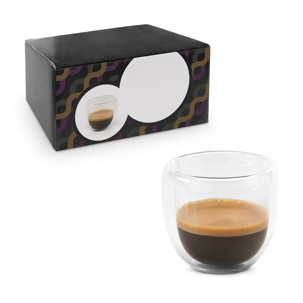 EXPRESSO. Conjunto de café em vidro isotérmico com 2 copos 75 mL-003MRP93873