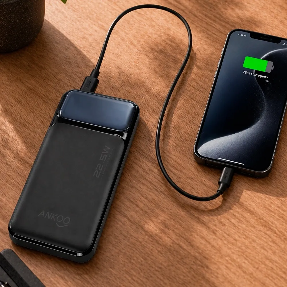 Power Bank 10.000mAh com Painel e Multissaídas