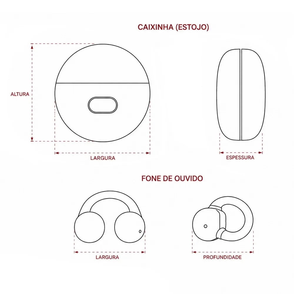 Fone de Ouvido Bluetooth com Case Carregador