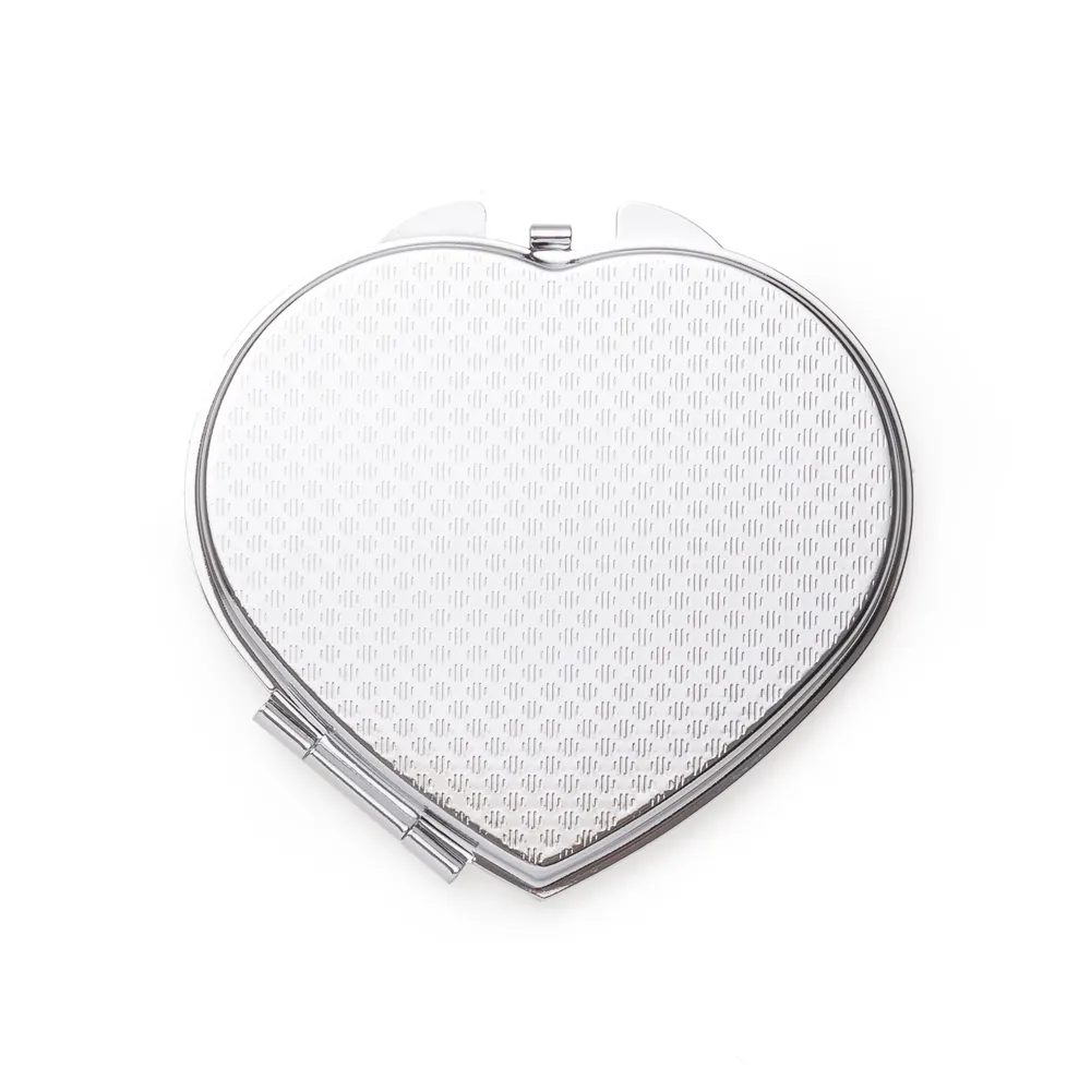 #Espelho Metal Duplo Coração com Aumento-13516