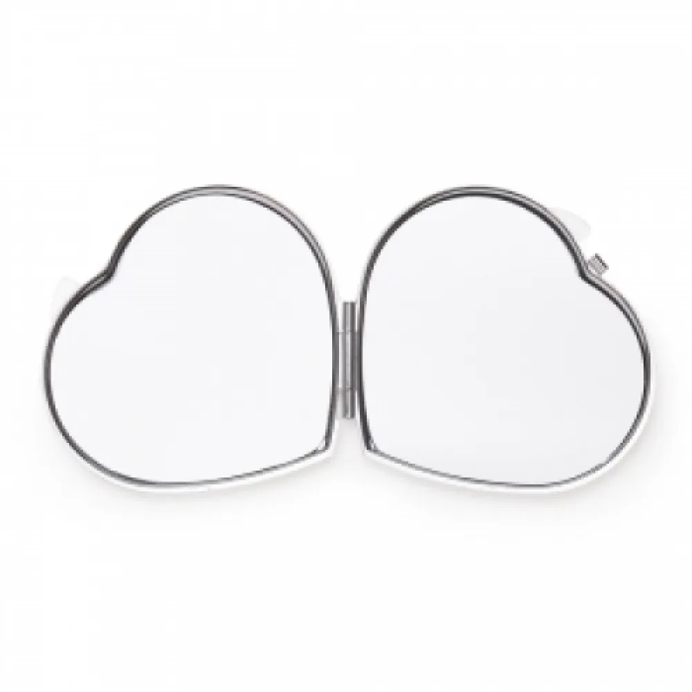 #Espelho Metal Duplo Coração com Aumento
