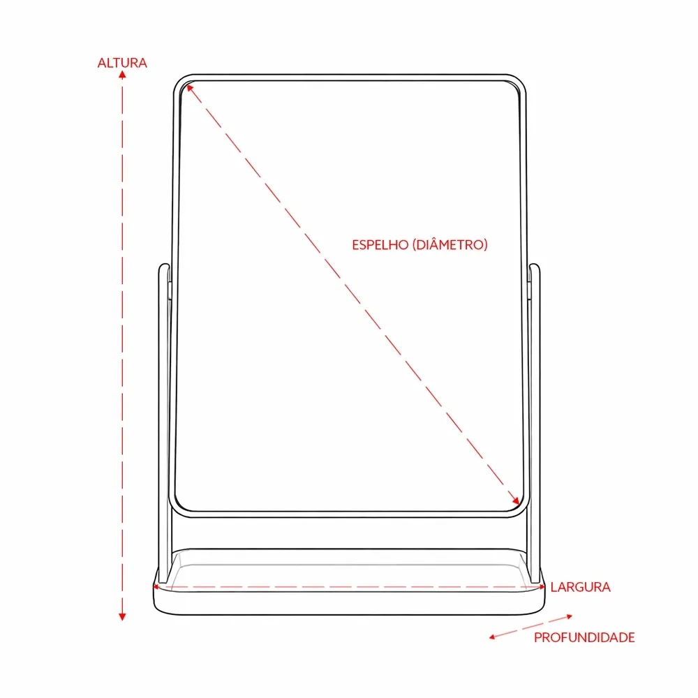 Espelho de Mesa Plástico