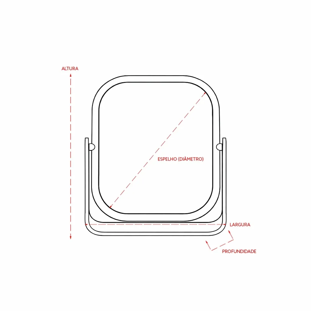 Espelho de Mesa Plástico