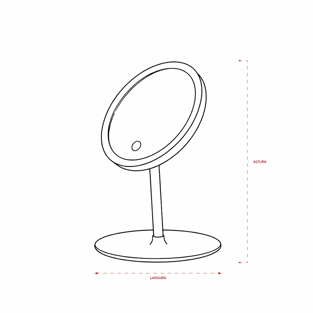Espelho de Mesa Plástico com LED