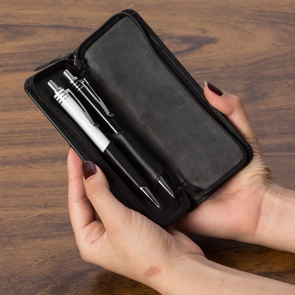 #Estojo Couro para 2 Canetas