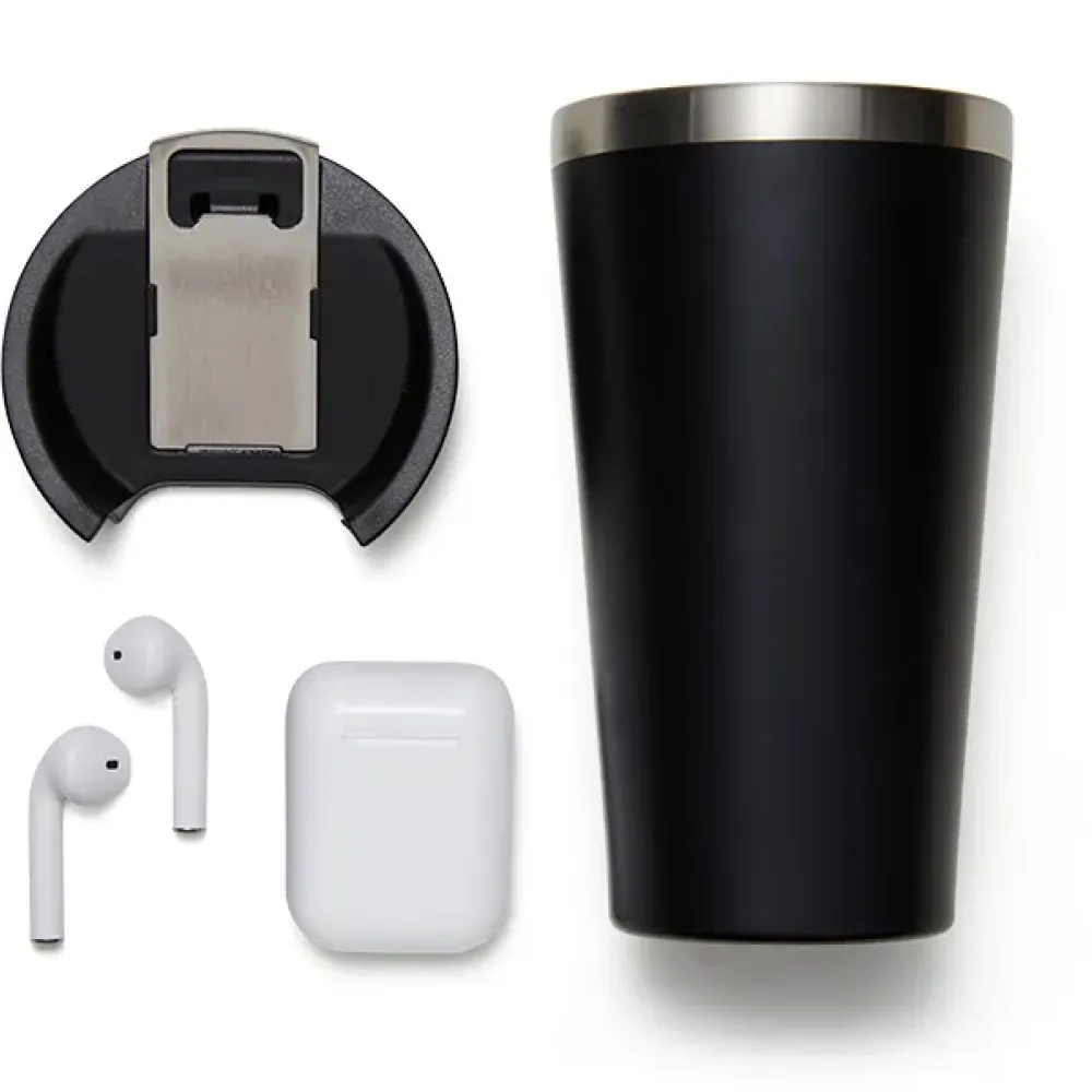 FONE BLUETOOTH E COPO TÉRMICO - 2 PÇS