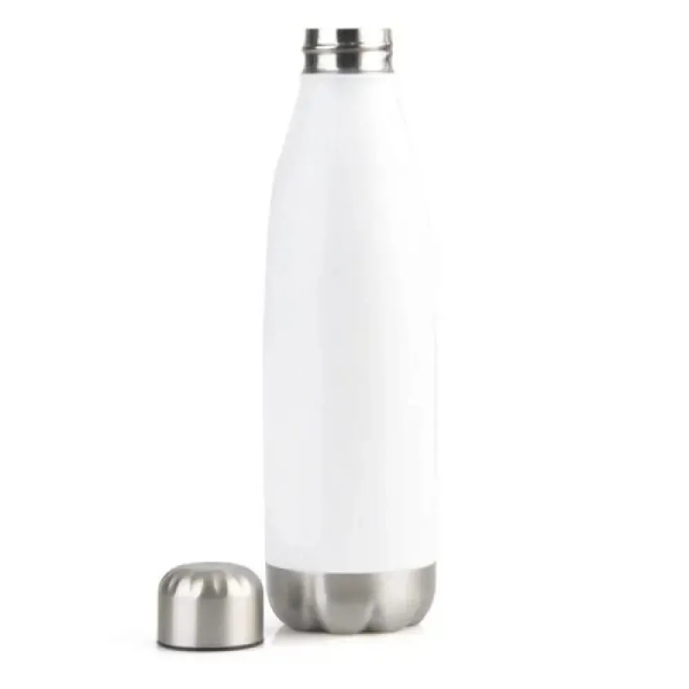 GARRAFA COM TAMPA EM AÇO INOX - BRANCA - 750ML