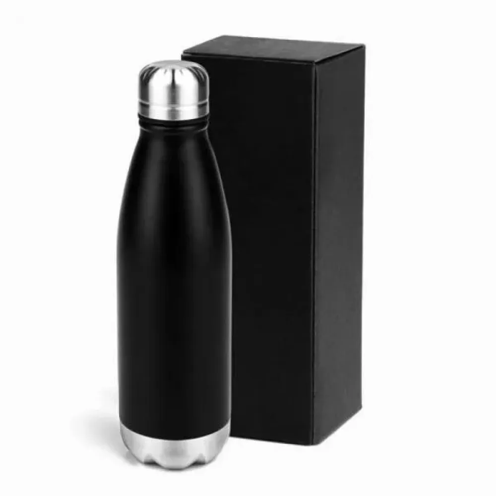 GARRAFA COM TAMPA EM AÇO INOX - PRETA - 750ML-IS-00761