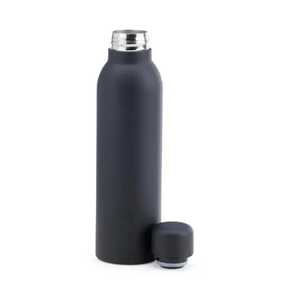 GARRAFA EM INOX PAREDE DUPLA NA COR PRETO - 470 ML